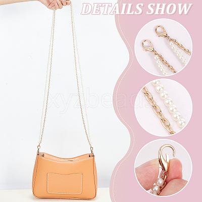 2Pcs 2 Colors Plastic Imitation Pearl & Iron Chain Crossbody Phone Chain FIND-WR0009-48-1