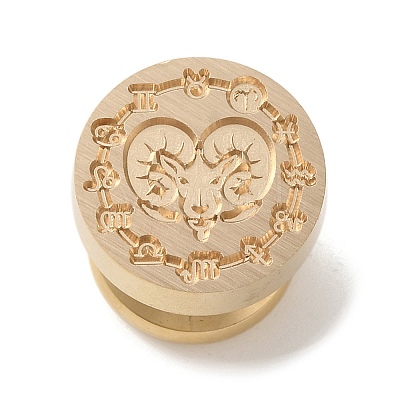 Golden Plated Round Shaped Wax Seal Brass Stamp Head STAM-K002-01G-03-1