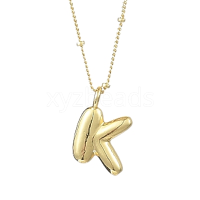 1Pc Initial Letter Brass Pendant Necklaces NJEW-YW0001-24K-1