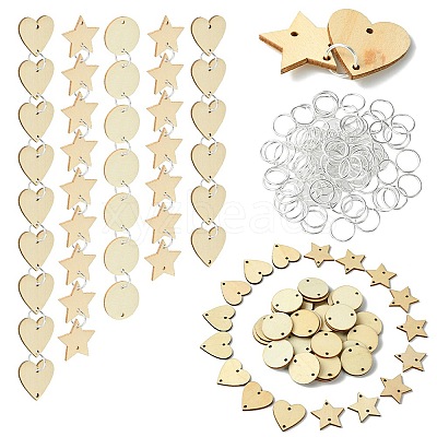 50Pcs Undyed Unfinished Wood Connector Charms WOOD-FS0001-11-1