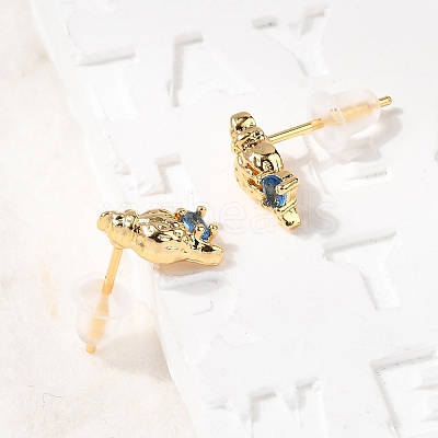 Brass Stud Earrings EJEW-C158-11C-G-1