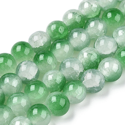 Crackle Baking Paint Imitation Jade Glass Beads Strands DGLA-T003-6mm-07-1