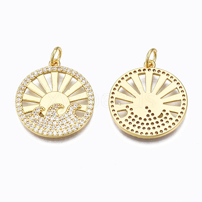 Brass Micro Pave Clear Cubic Zirconia Pendants ZIRC-N039-125-NF-1