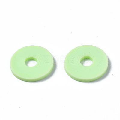 Flat Round Handmade Polymer Clay Beads CLAY-R067-10mm-24-1