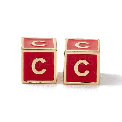 Rack Plating Brass Enamel Beads KK-B060-04G-03C-1