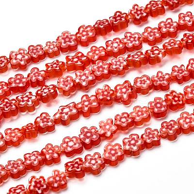 Handmade Millefiori Glass Bead Strands X-LAMP-J035-8mm-16-1
