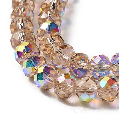 AB Color Plated Transparent Electroplate Beads Strands X-EGLA-H104-06F-1