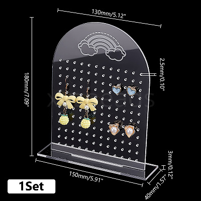 Arch Shaped Acrylic Earring Display Stands EDIS-WH0032-14-1