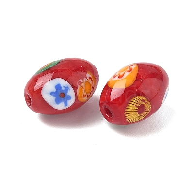 Handmade Millefiori Glass Beads LAMP-U004-02F-1
