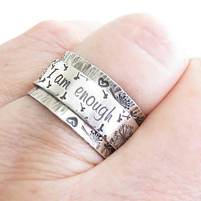 Dandelion with Word Pattern Alloy Finger Rings FS-WG2A4E2-03-1