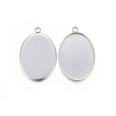 Tarnish Resistant 304 Stainless Steel Pendant Cabochon Settings STAS-P210-02P-1