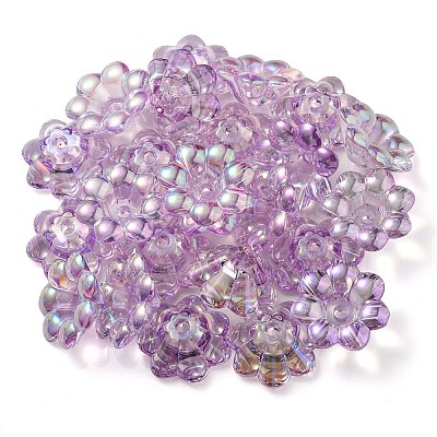UV Plating Rainbow Iridescent Acrylic Beads OACR-P010-04D-1