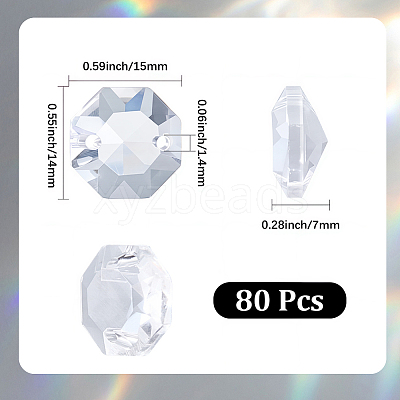 80Pcs Transparent Faceted Glass Connector Charms GLAA-SP0001-88D-01-1