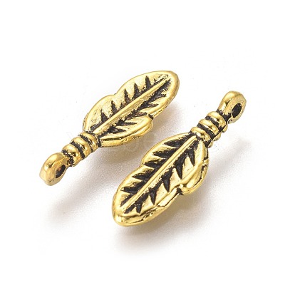 Tibetan Style Alloy Feather Pendants TIBEP-0377-AG-LF-1