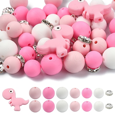 47Pcs 7 Styles Cartoon Silicone Beads FIND-YW0010-39A-1