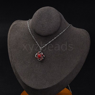 304 Stainless Steel Hyacinth Rhinestone Criss-cross Pendant Cable Chain Necklaces for Women STAS-Z114-21P-1