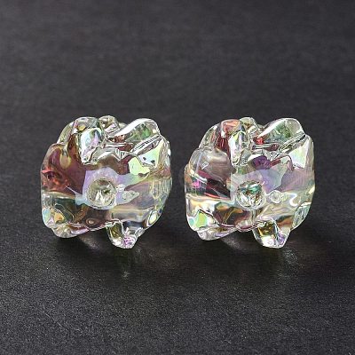 UV Plating Rainbow Iridescent Acrylic Beads OACR-H015-09-1