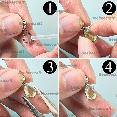 2Pcs Rhodium Plated Sterling Silver Pendant Cabochon Settings STER-BBC0008-82-1