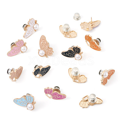 7 Pairs 7 Colors Butterfly Shape Alloy Enamel Adjustable Jean Button Pins FIND-TA0008-80-1