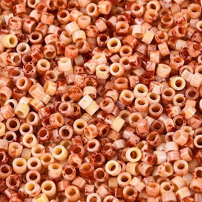 Opaque Picasso Cylinder Glass Beads SEED-Q039-06A-02-1