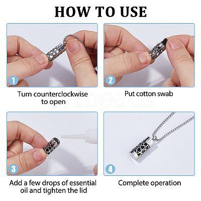1 Set 316 Surgical Stainless Steel Box Chain Hollow Column Perfume Bottle Pendant Necklaces NJEW-FH0001-28-1
