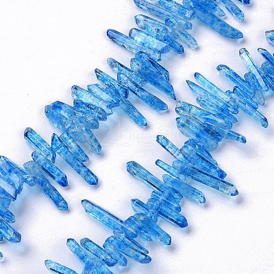 Natural Crackle Quartz Crystal Dyed Beads Strands G-I345-03B-1