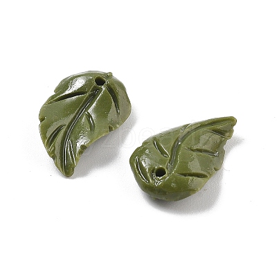 Synthetic Coral Dyed Leaf Charms CORA-Q034-03-1