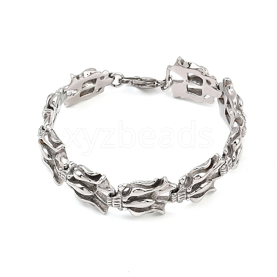 304 Stainless Steel Link Chain Bracelets Hand Polished BJEW-D379-09P-1