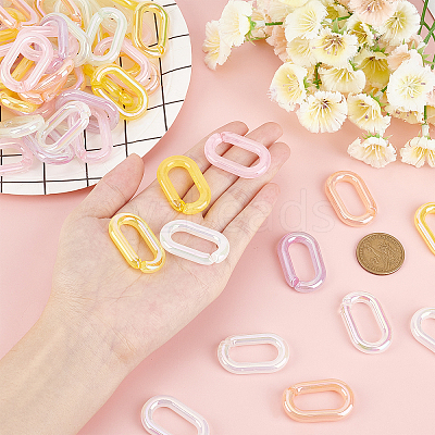 120 Pcs 6 Colors Transparent Acrylic Linking Rings TACR-OC0001-05-1