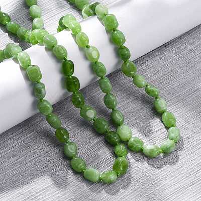 Natural Dyed Malaysia Jade Tumble Stone Nuggets Beaded Long Necklaces for Women NJEW-F340-A07-1