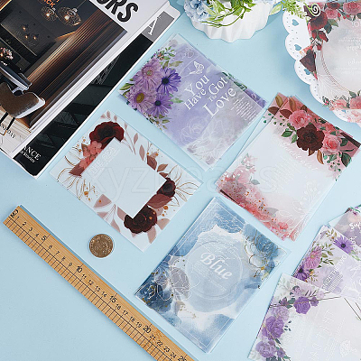 4 Sets 4 Styles Floral Translucent Scrapbook Paper Pads SCRA-GF0001-08-1