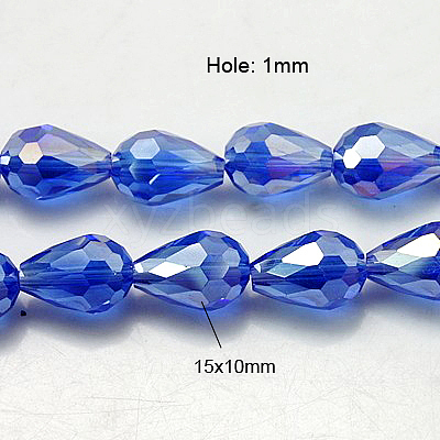 Electroplate Glass Beads Strands EGLA-D015-15x10mm-12-1
