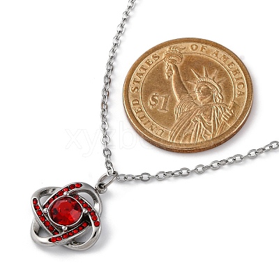 304 Stainless Steel Hyacinth Rhinestone Criss-cross Pendant Cable Chain Necklaces for Women STAS-Z114-21P-1