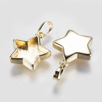 Brass Pendant Cabochon Settings KK-G338-07G-1