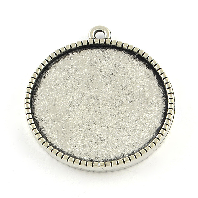 Tibetan Style Alloy Pendant Cabochon Settings TIBEP-Q045-069A-AS-RS-1