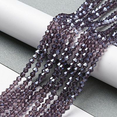 Transparent Electroplate Glass Beads Strands GLAA-F029-4mm-C04-1