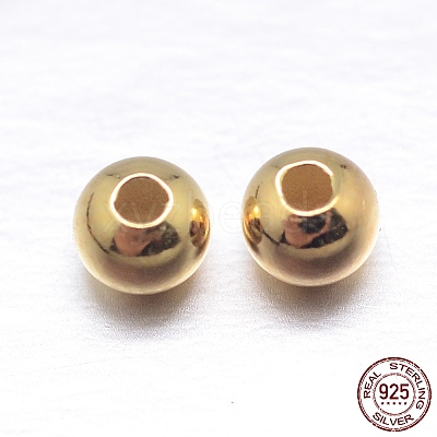 Real 18K Gold Plated Round Sterling Silver Spacer Beads X-STER-M103-04-3mm-G-1