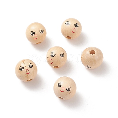 (Defective Closeout Sale: Printed Crooked and Crack) Printed Natural Wood European Beads WOOD-XCP0001-70-1