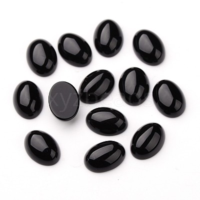 Grade A Natural Black Agate Oval Cabochons G-L394-05-18x13mm-1