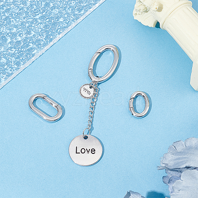 3Pcs 3 Styles 304 Stainless Steel Spring Gate Rings STAS-UN0040-93-1