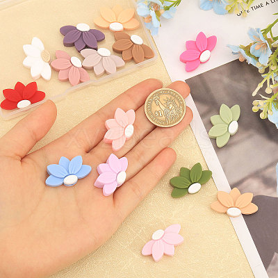 15Pcs 15 Colors Lotus Food Grade Eco-Friendly Silicone Focal Beads SIL-CA0003-05-1