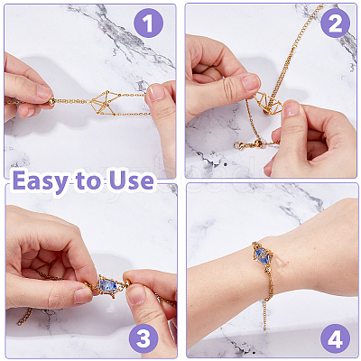 4Pcs 4 Styles Brass Braided Macrame Pouch Empty Stone Holder Bracelet Making & Necklaces Making Set for Women SJEW-DC00001-1