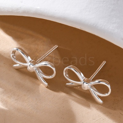 925 Sterling Silver Stud Earrings EJEW-R015-02S-1