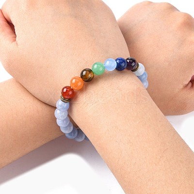 Yoga Chakra Jewelry Stretch Bracelets BJEW-G554-02-1