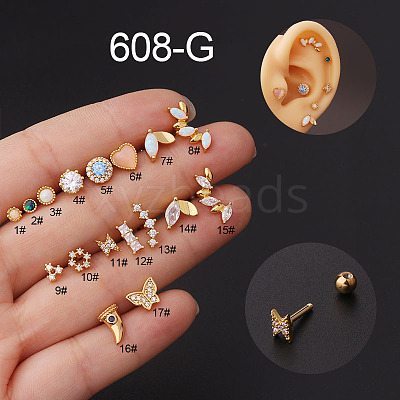 Stainless Steel & Synthetic Opal Cartilage Earrings WG8423D-16-1