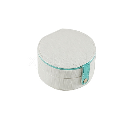 2 Layer Round PU Leather Jewelry Boxes with Mirror Inside PW-WG87377-02-1
