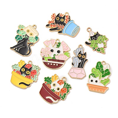 8Pcs 8 Styles Alloy Enamel Pandants ENAM-FP0002-71-1