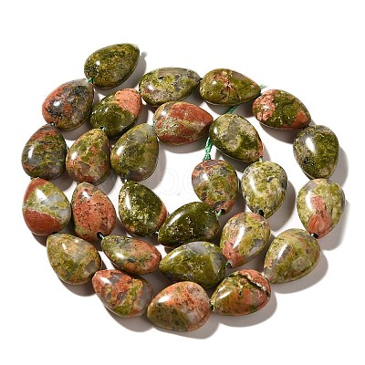 Natural Unakite Beads Strands G-I377-A27-1