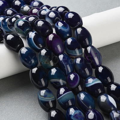Natural Banded Agate (Dyed & Heated) Beads Strands G-M446-D01-01D-1