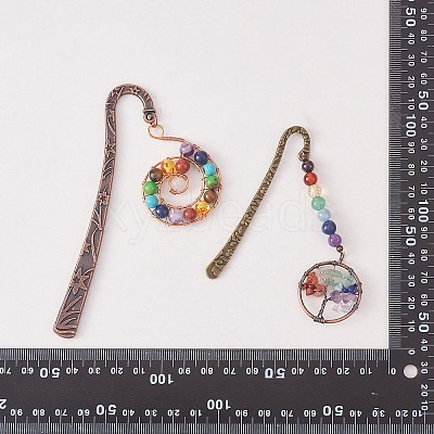4Pcs 2 Style Gemstone Beaded Bookmarks AJEW-SZ0002-31-1